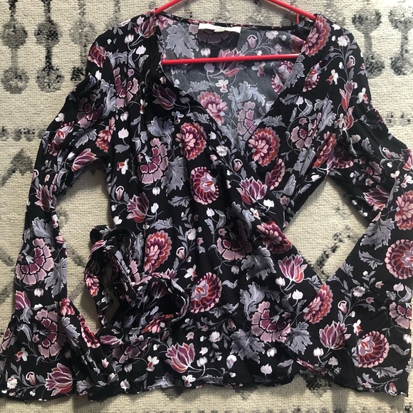 Loft Wrap Bell Sleeve Blouse - Picture 1 of 1